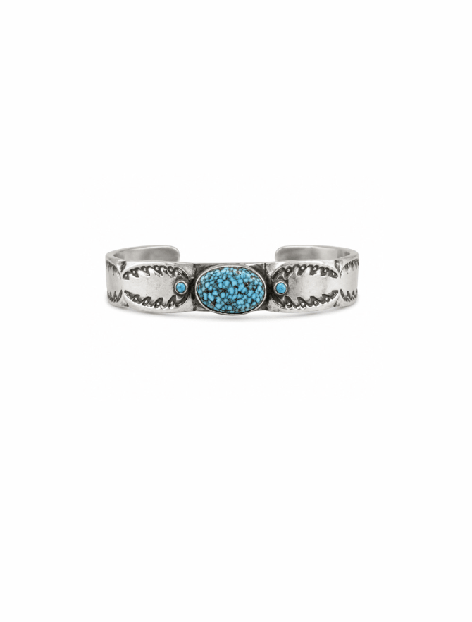Kingman Turquoise Silver Southwestern Cuff - Kingdom Jewelry