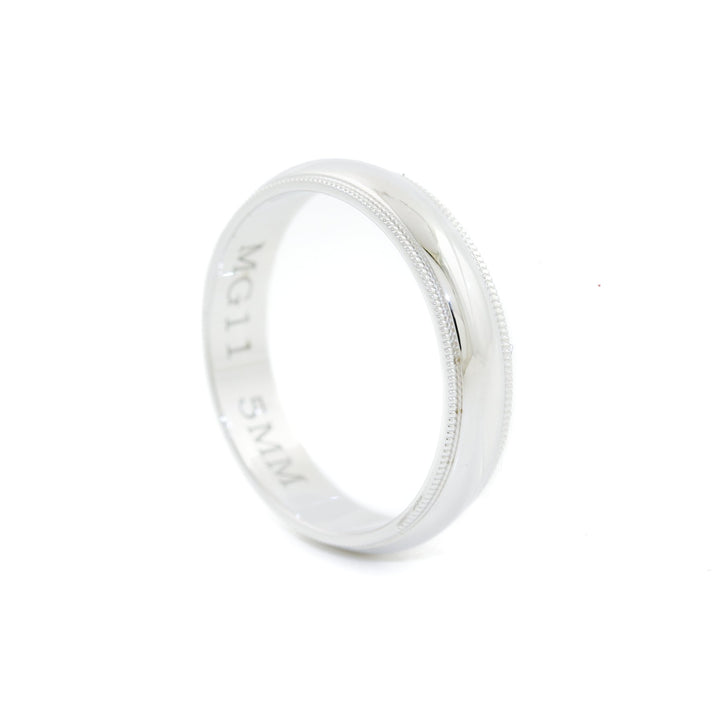 Made to Order: White Gold x Milgrain-Edge Comfort Fit Band - Kingdom Jewelry