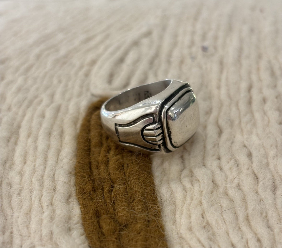 Maple Rounded Square "Fist" Silver Signet Ring - Kingdom Jewelry