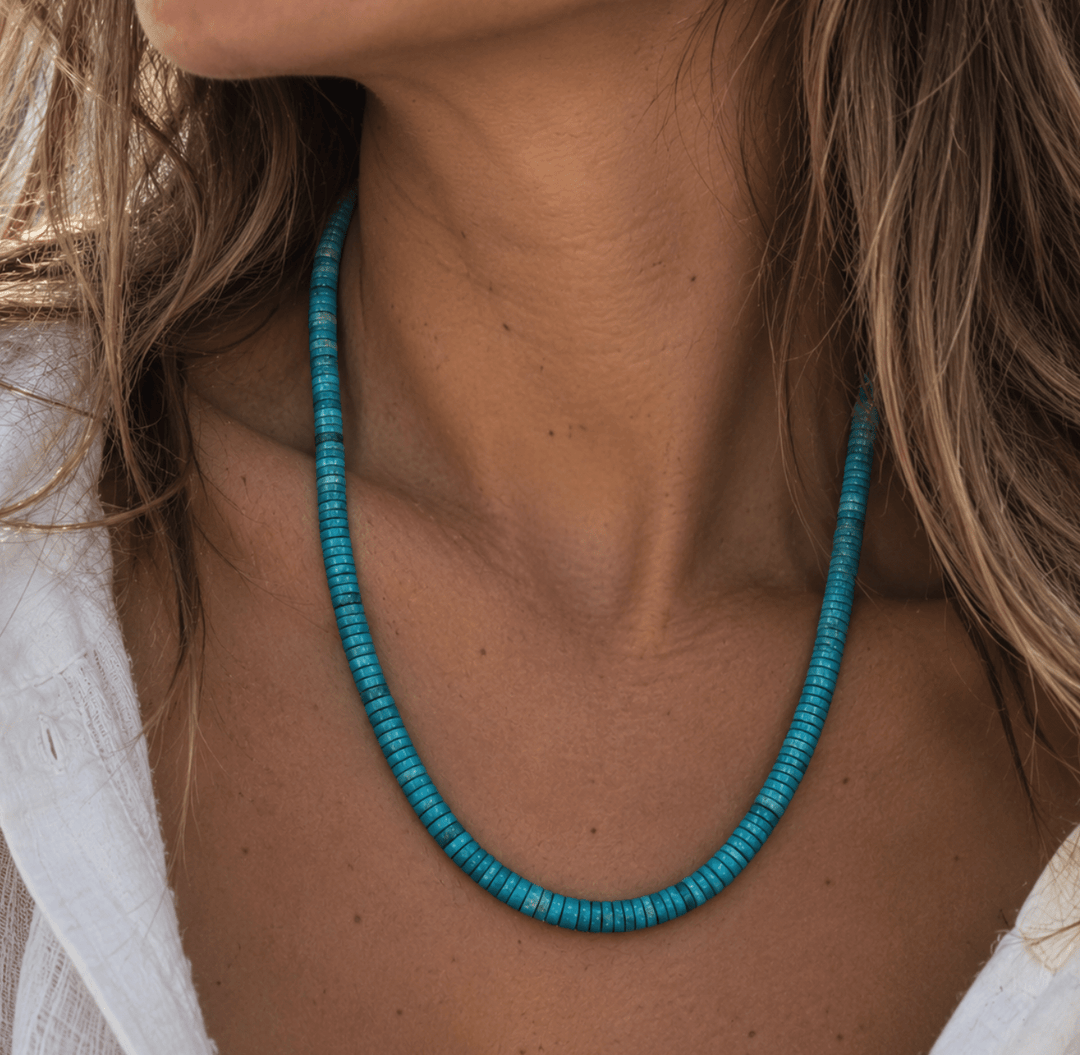 Mexican Turquoise Heishi Bead Necklace - Kingdom Jewelry