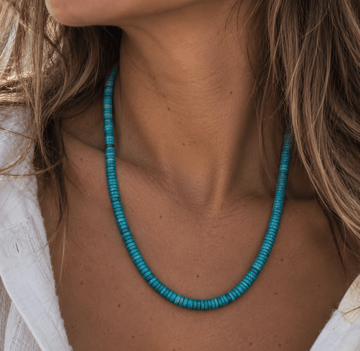 Mexican Turquoise Heishi Bead Necklace - Kingdom Jewelry