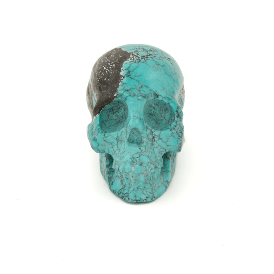 Natural Hubei Turquoise "Lee Downey" Hand - Carved Skull Bead - Kingdom Jewelry