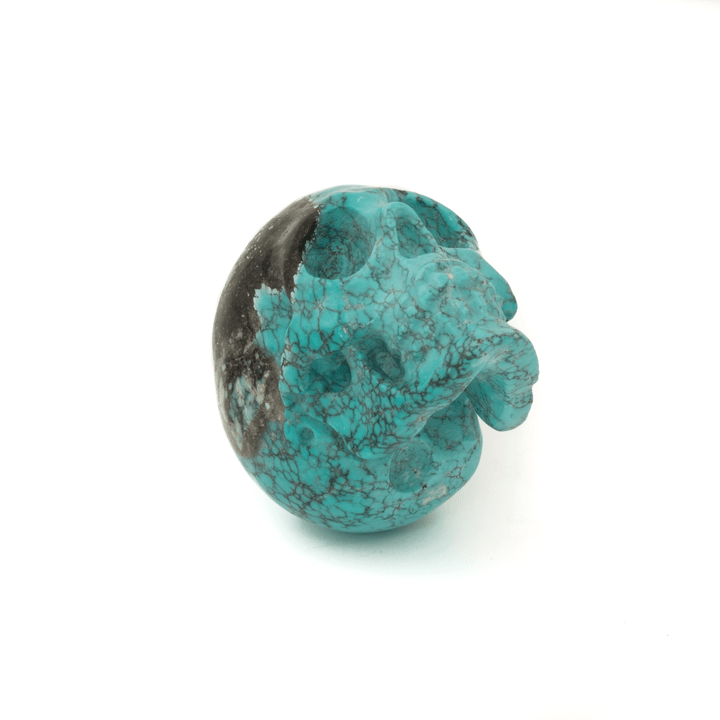 Natural Hubei Turquoise "Lee Downey" Hand - Carved Skull Bead - Kingdom Jewelry