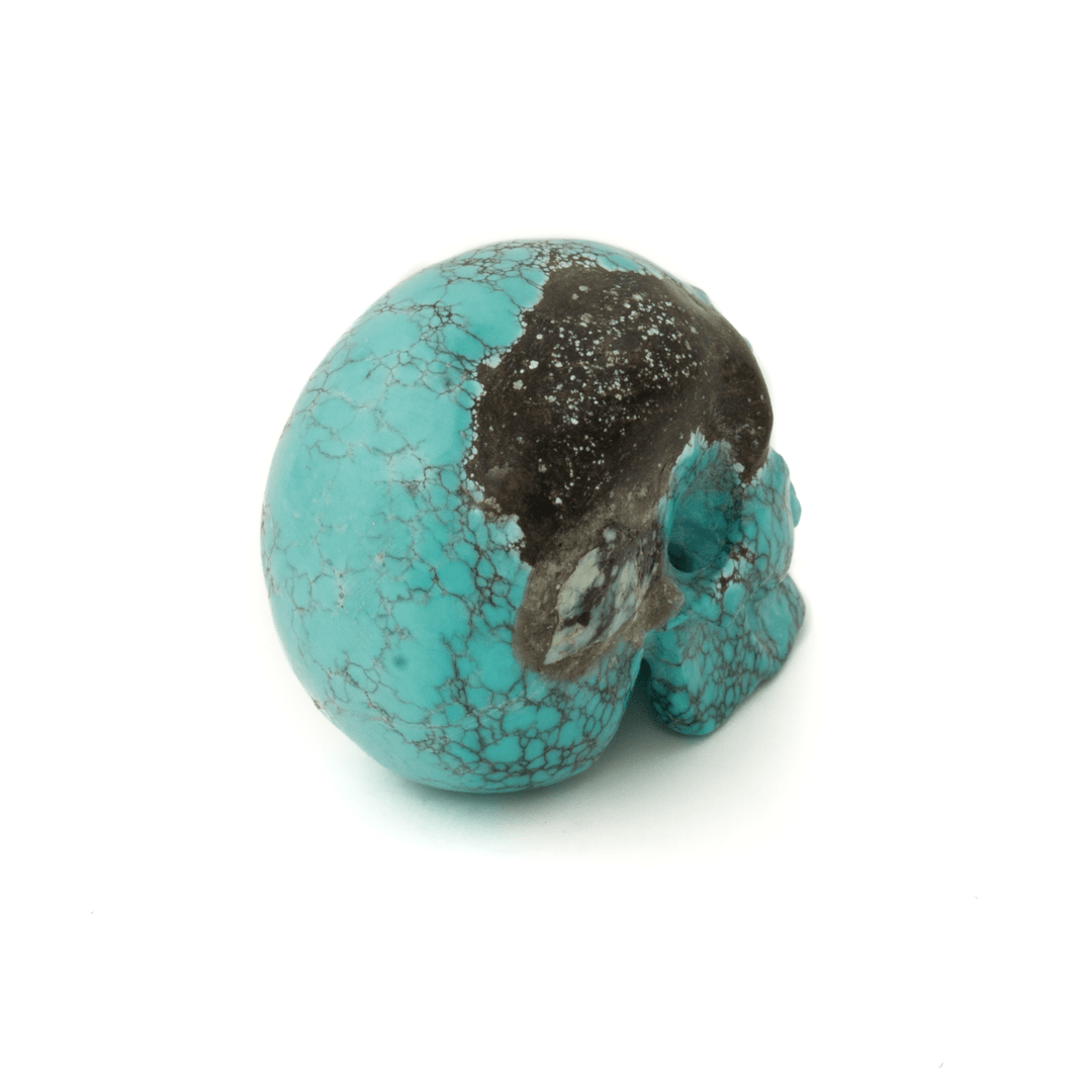 Natural Hubei Turquoise "Lee Downey" Hand - Carved Skull Bead - Kingdom Jewelry
