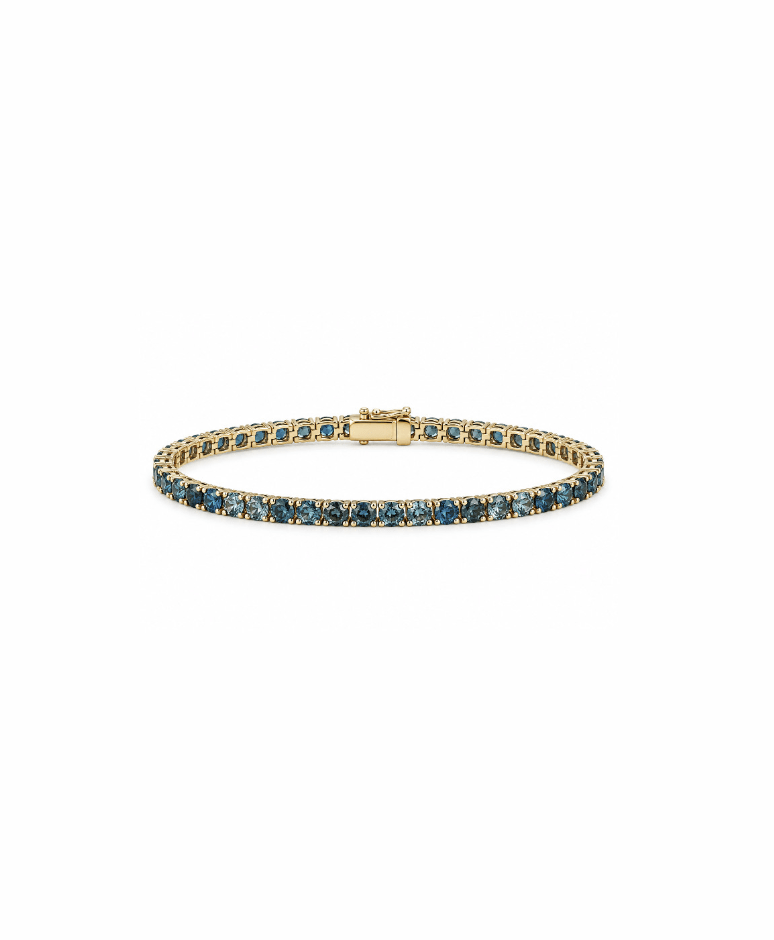 Ocean Eyes Teal Blue Sapphire Tennis Bracelet - Kingdom Jewelry