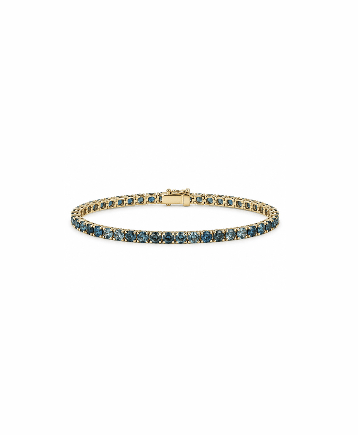 Ocean Eyes Teal Blue Sapphire Tennis Bracelet - Kingdom Jewelry