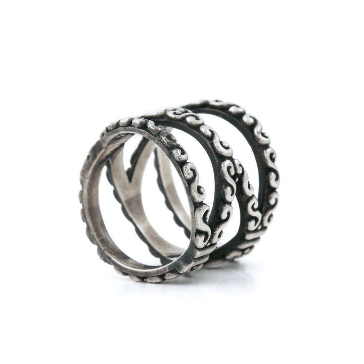 Ornate Triple - Stacked "Lautan" Indonesian Band - Kingdom Jewelry