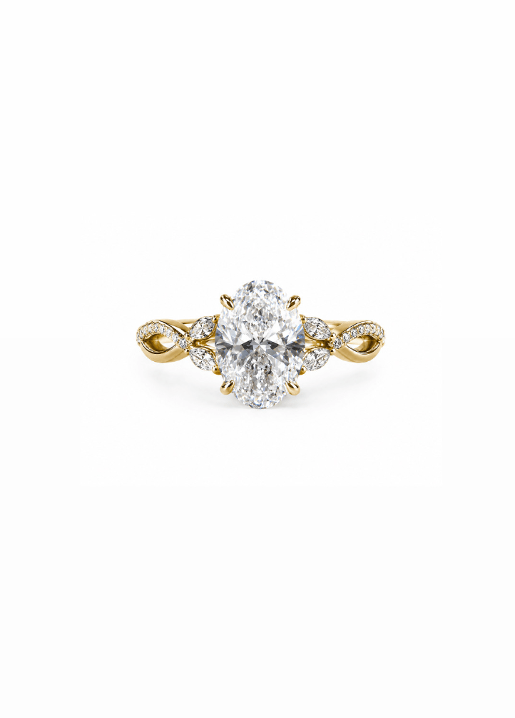 Oval Diamond Ring with detailed Side Shank - Kingdom Jewelry