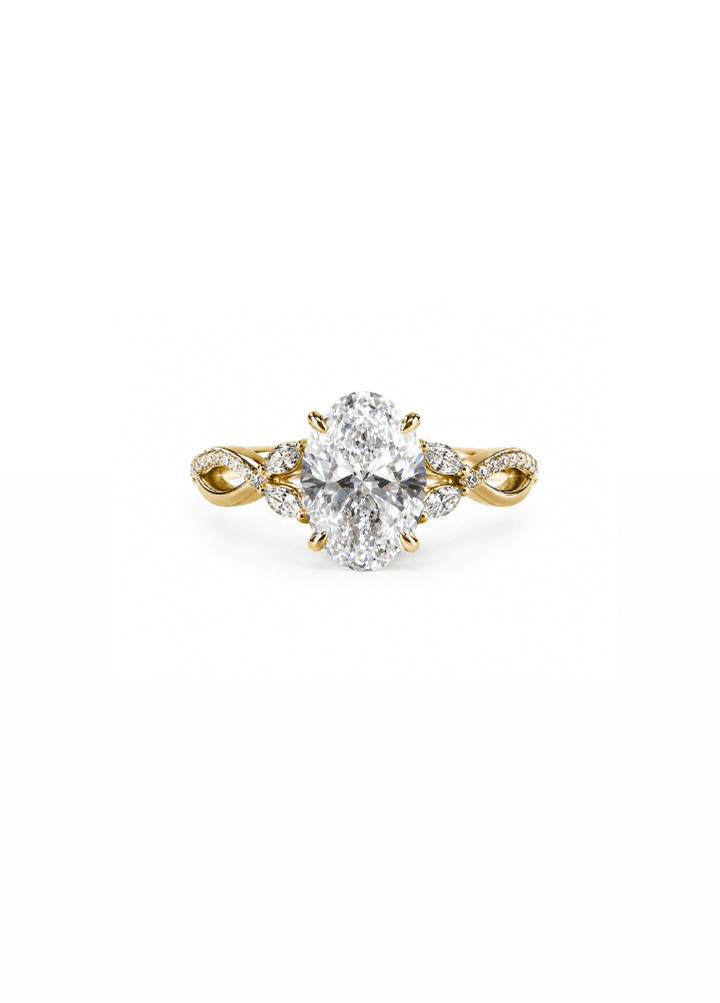 Oval Diamond Ring with detailed Side Shank - Kingdom Jewelry