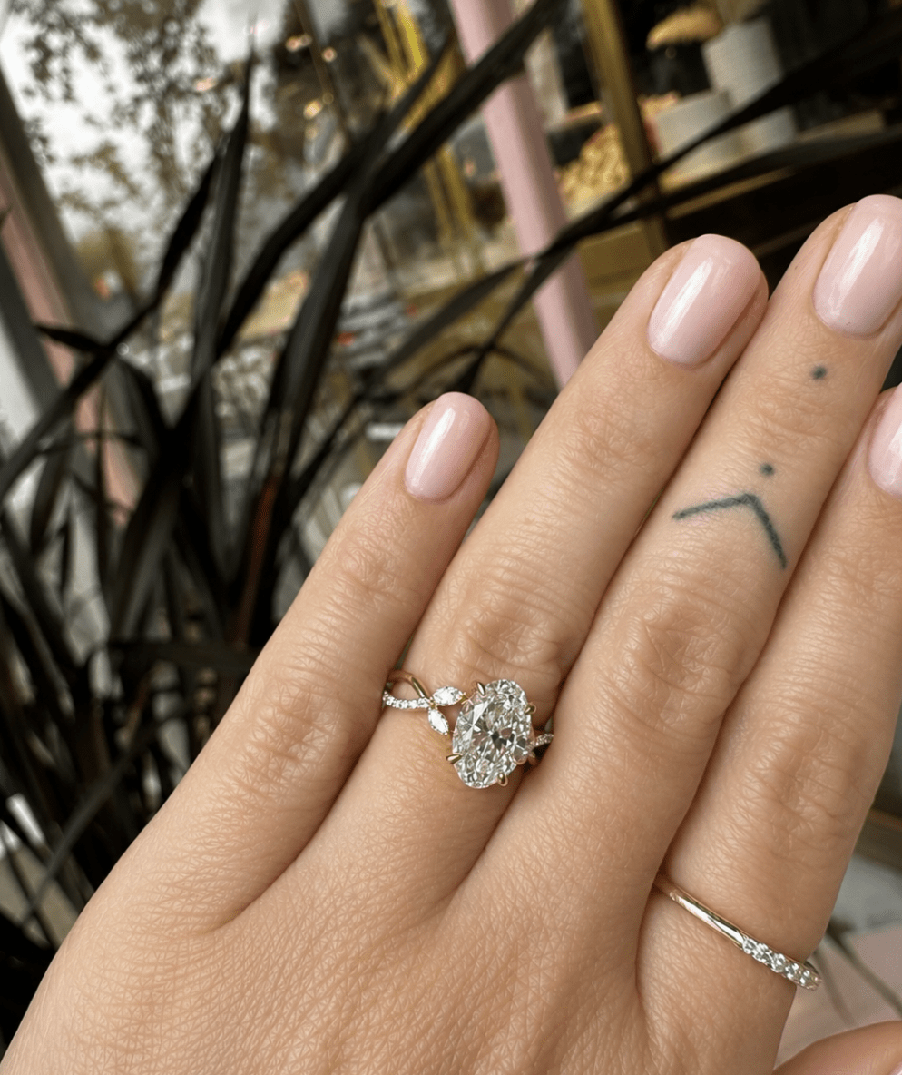 Oval Diamond Ring with detailed Side Shank - Kingdom Jewelry