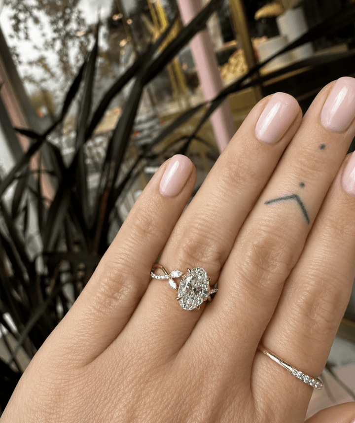 Oval Diamond Ring with detailed Side Shank - Kingdom Jewelry