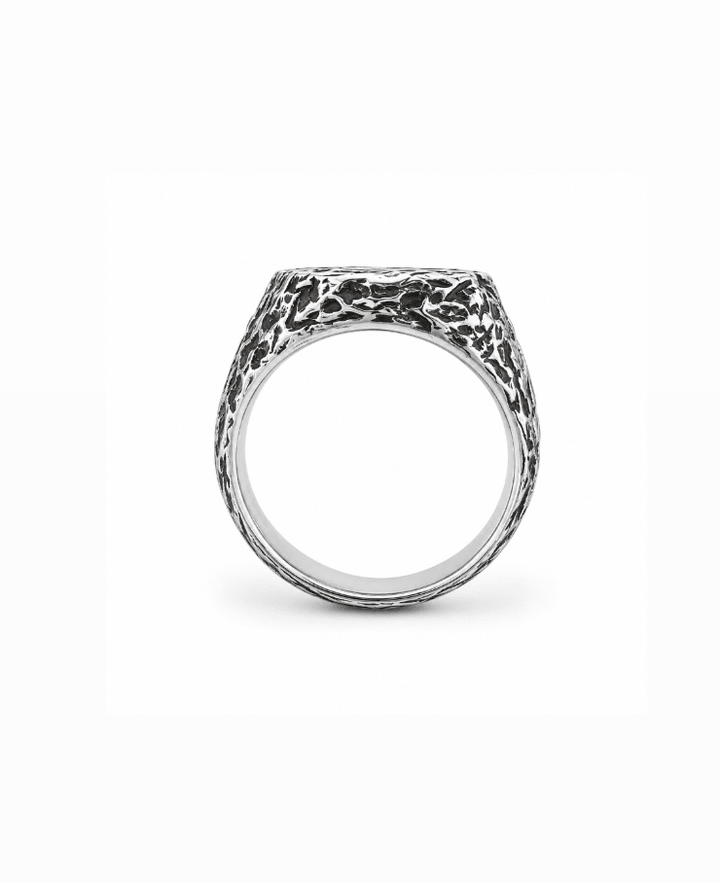 Oval Distressed Sapphire Signet Ring - Kingdom Jewelry