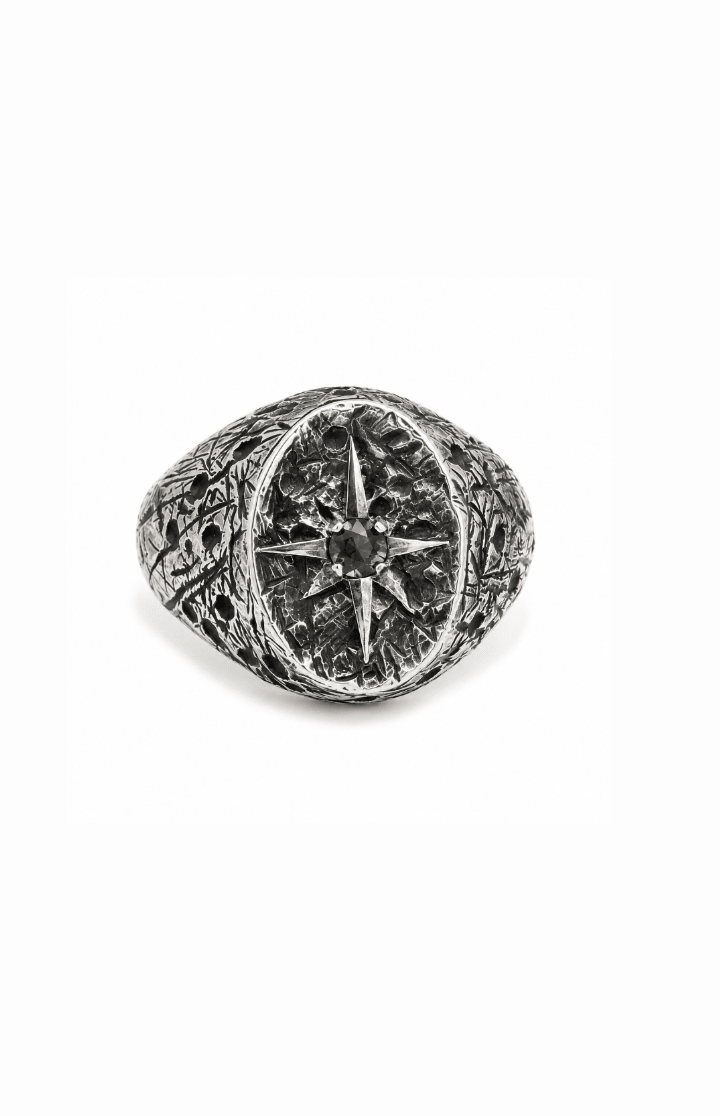 Oval Distressed Sapphire Signet Ring - Kingdom Jewelry