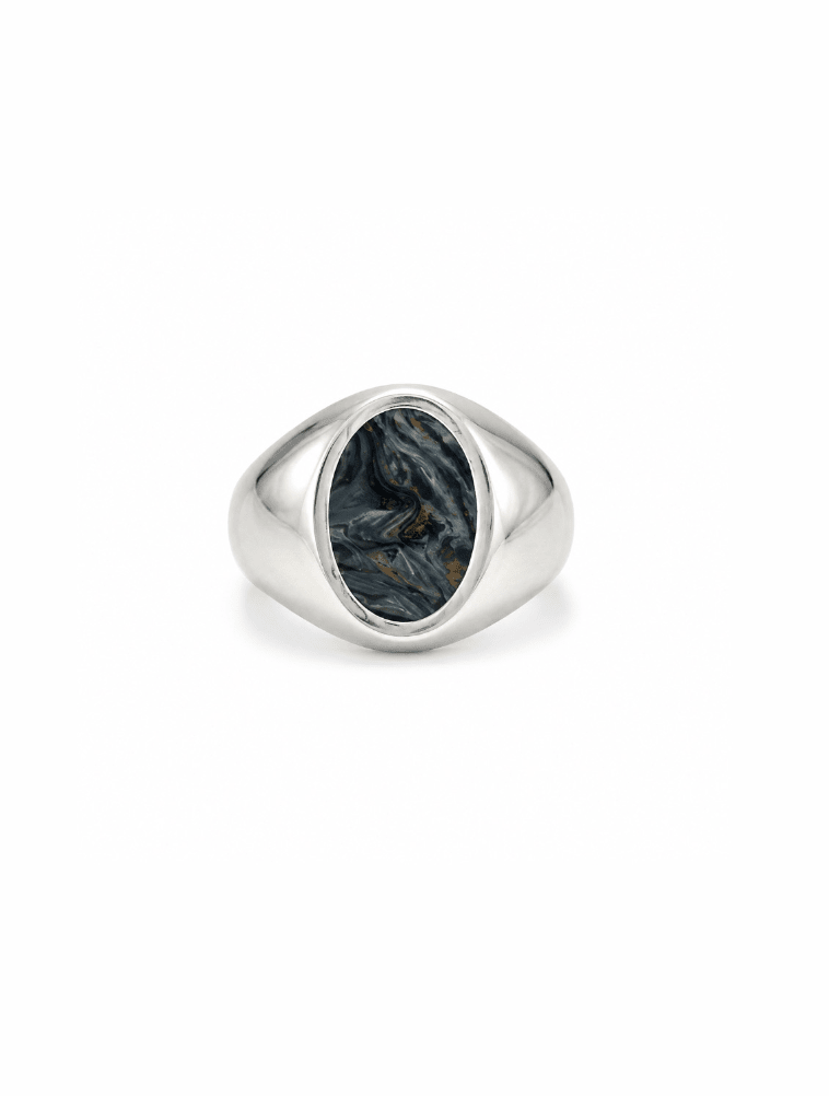 Oval Pietersite Inlay Silver Ring - Kingdom Jewelry