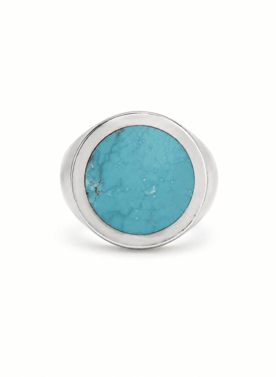 Persian Turquoise X Silver Round Inlay - Kingdom Jewelry