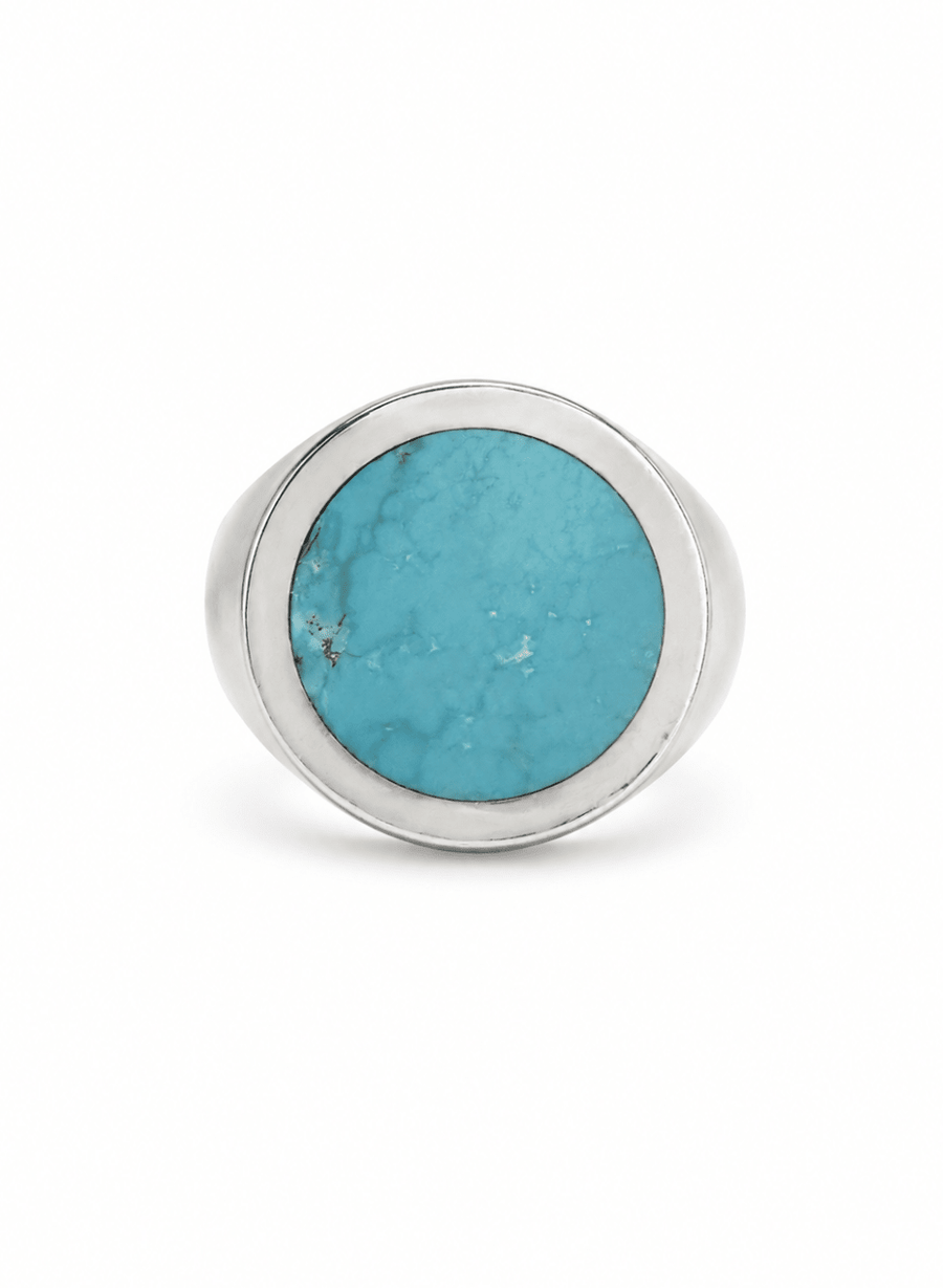 Persian Turquoise X Silver Round Inlay - Kingdom Jewelry