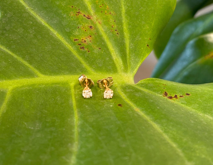 Petite 14K Gold and Diamond Stud Earrings - Kingdom Jewelry