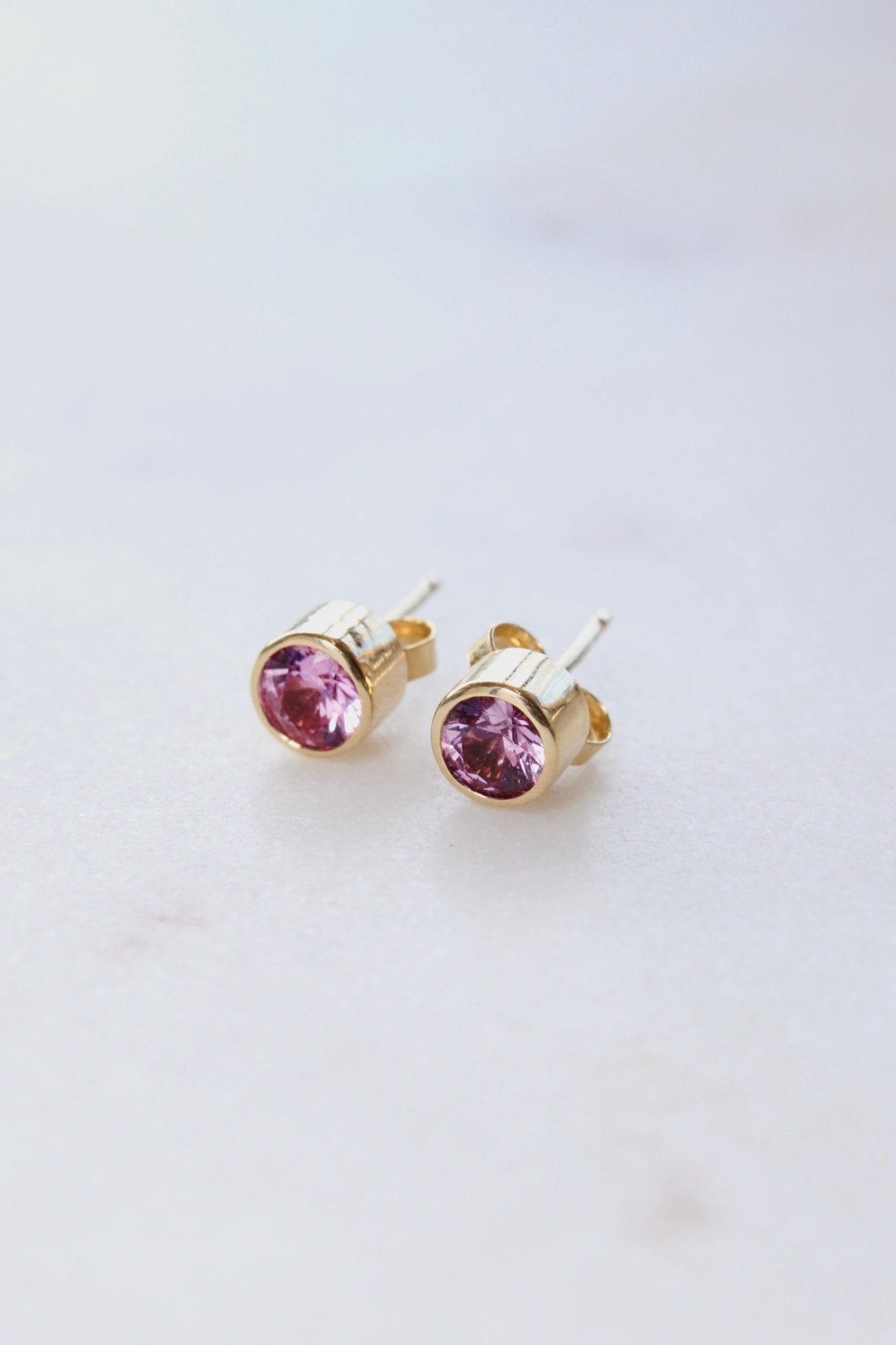 Pink Sapphire Studs in 14k - Kingdom Jewelry