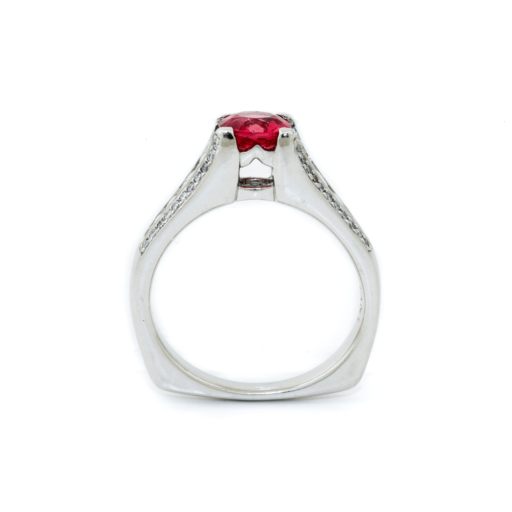 
                  
                    Platinum x 1.05ct Pink - Orange Spinel & 1ct White Diamond "Ritani" Band - Kingdom Jewelry
                  
                