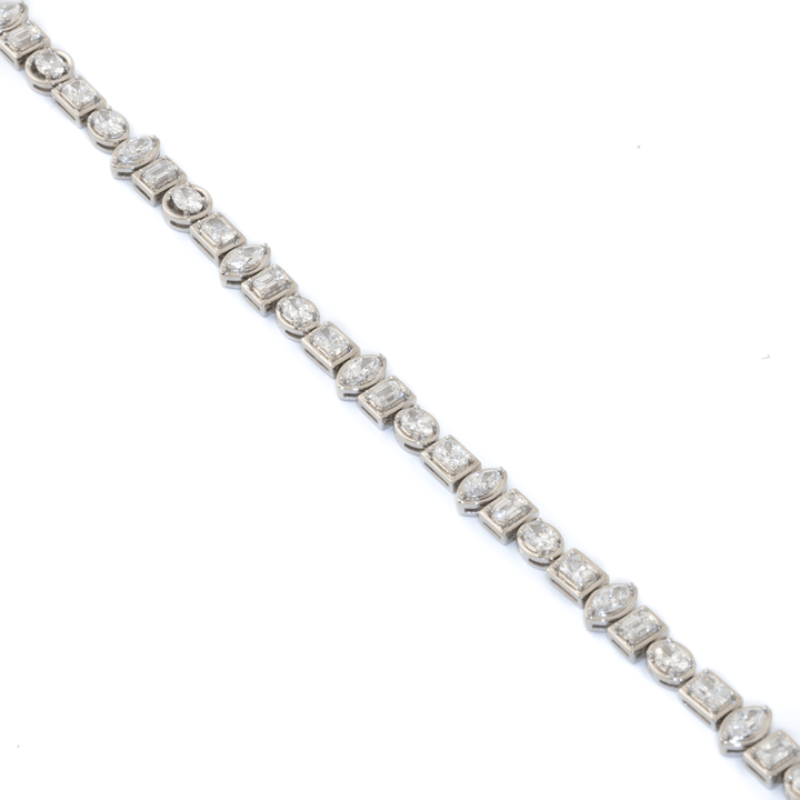 Platinum x 4.09ct East-West Multi-Shape Lab Diamond Tennis Bracelet - Kingdom Jewelry