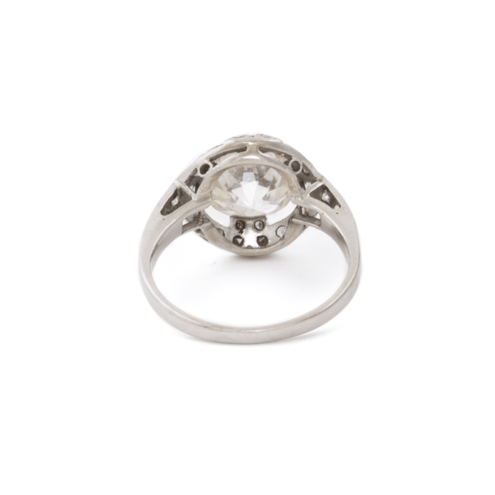 Platinum x Vintage 2.20ct Diamond Halo Ring - Kingdom Jewelry