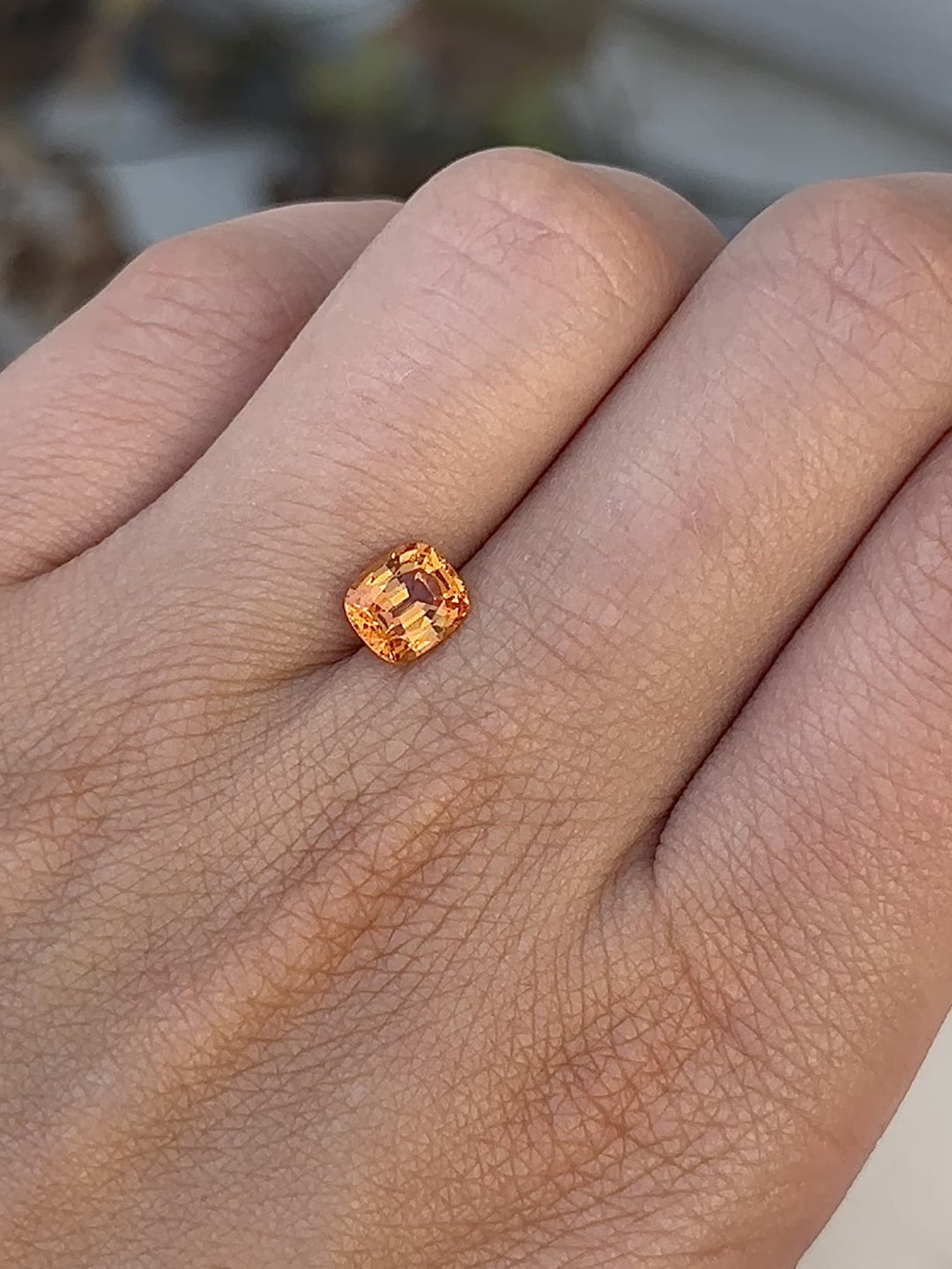 Create the jewelry piece of your dreams with this exquisite 1.60-carat cushion-cut mandarin garnet. Radiating a fiery orange hue, this stunning gemstone dazzles with vibrant brilliance in every facet, making it truly one-of-a-kind.