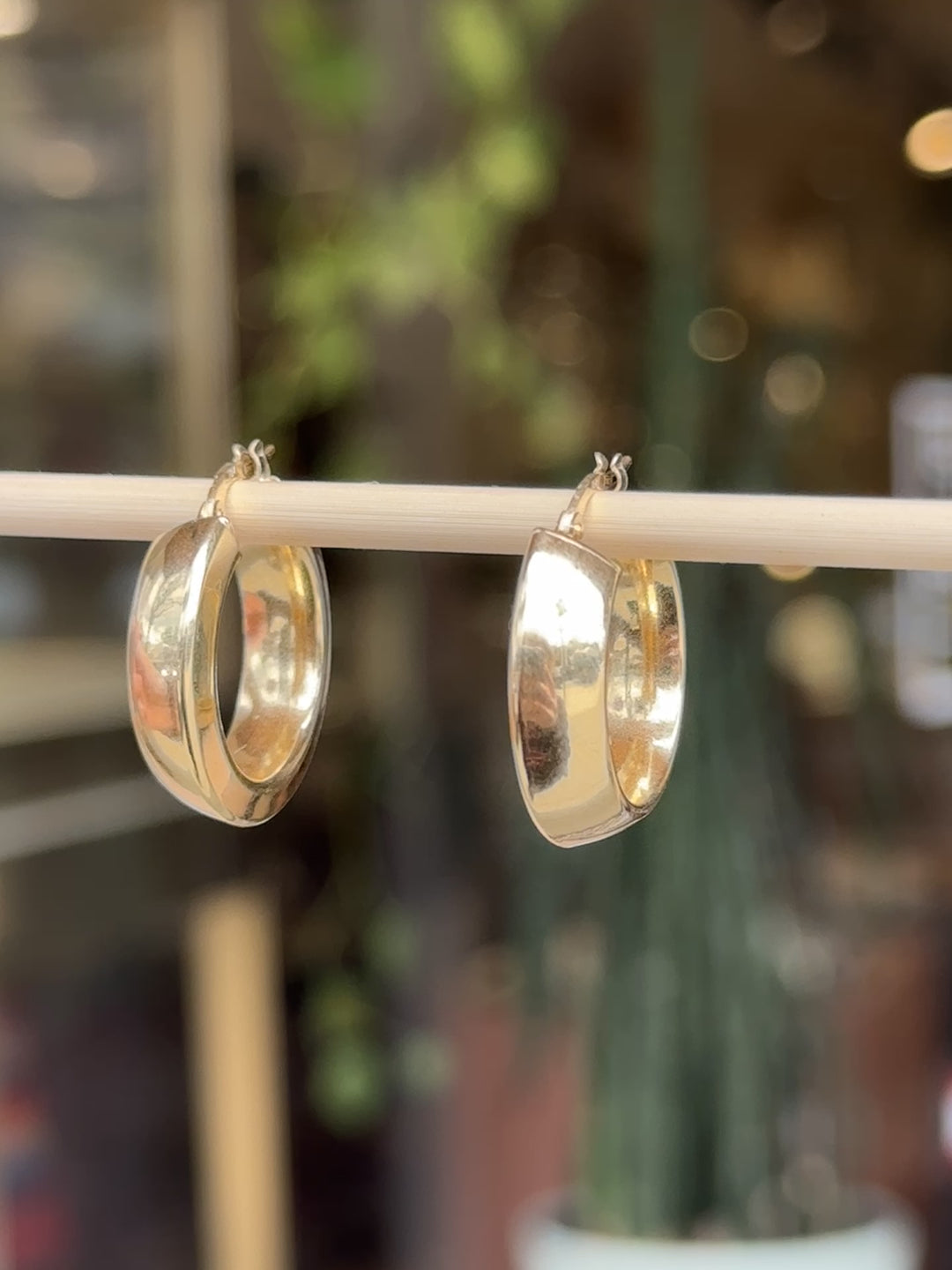 18K Gold Half Round Hoops