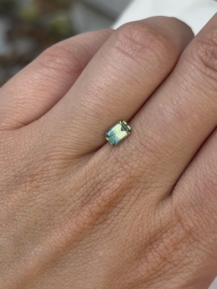 0.75ct Emerald Cut Parti Sapphire
