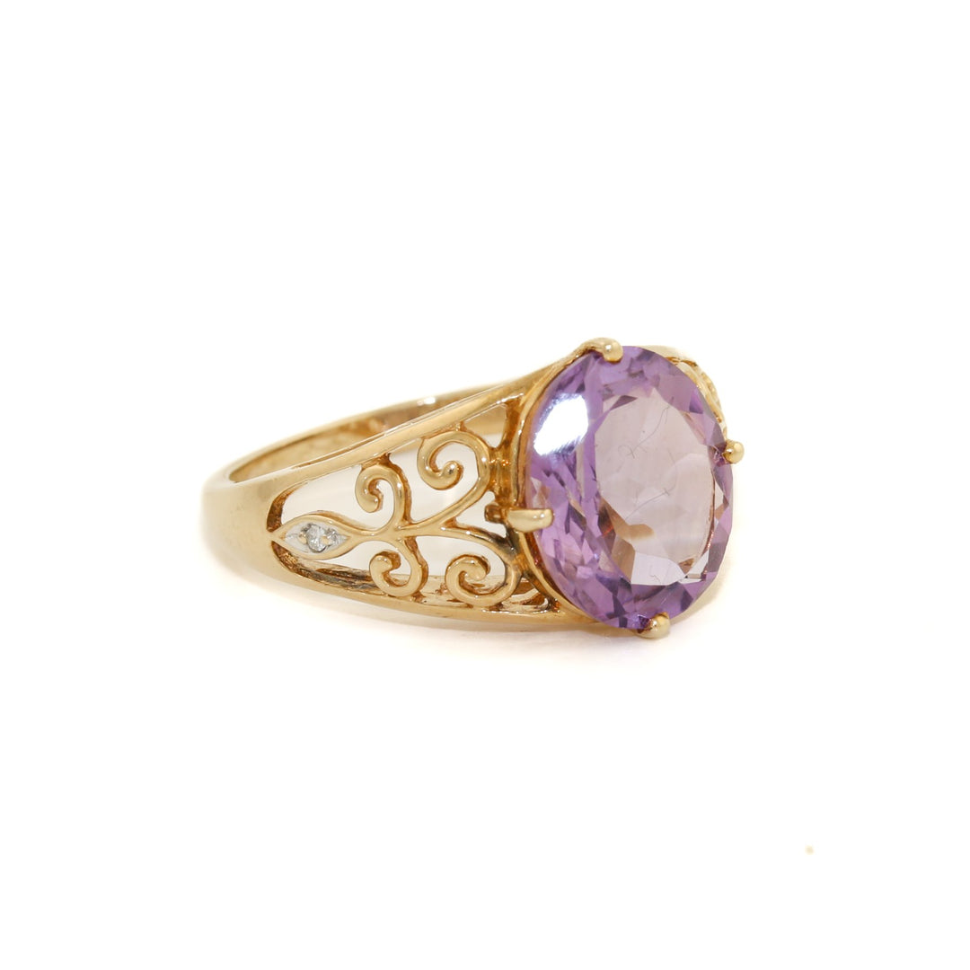 Primal 14 KT Gold x Amethyst Filigree Cocktail Ring - Kingdom Jewelry