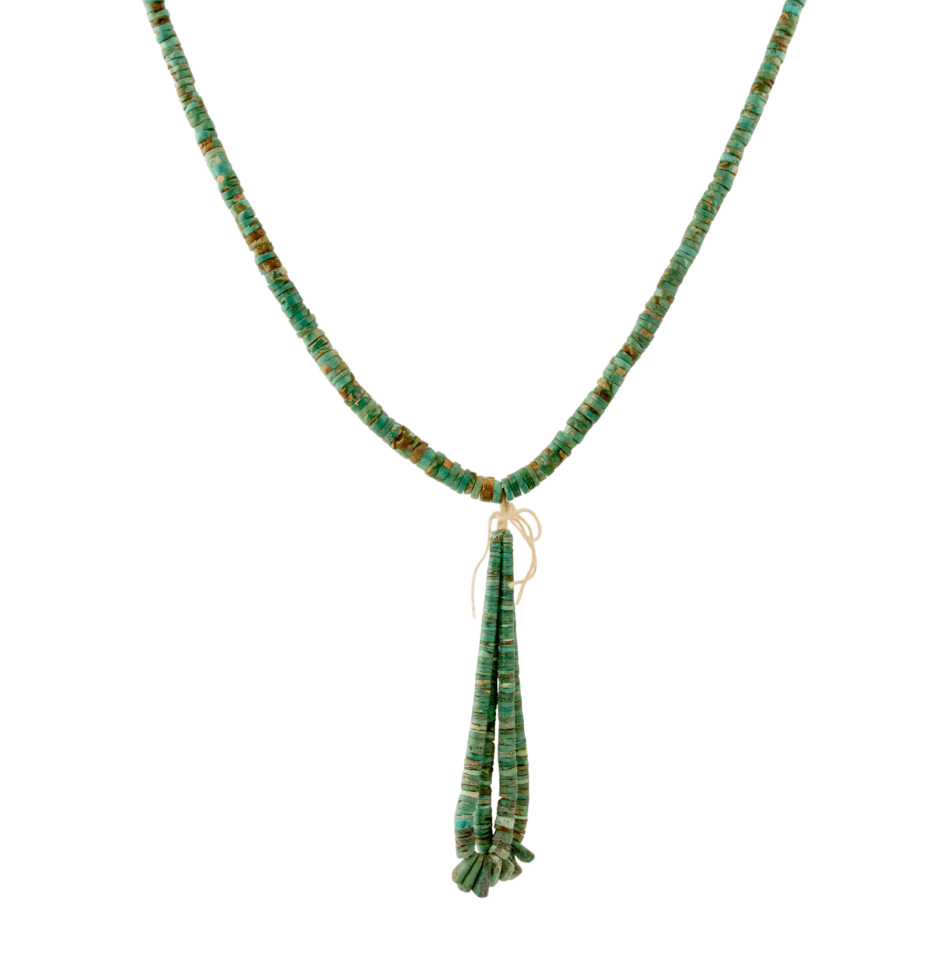 Ray Lovato Handmade Heishi Broken Arrow Turquoise Beaded Necklace - Kingdom Jewelry