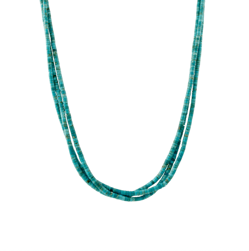 Ray Lovato Heishi Triple Strand Kingman Turquoise - Kingdom Jewelry