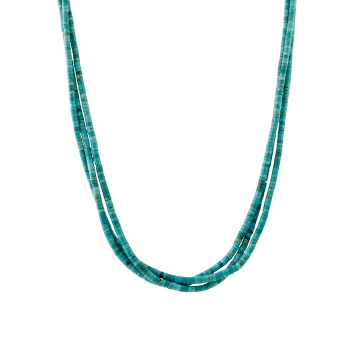 Ray Lovato Heishi Triple Strand Kingman Turquoise - Kingdom Jewelry