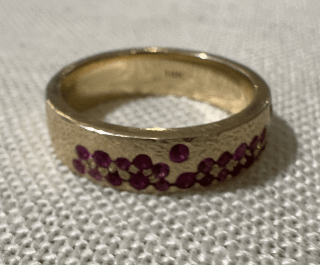 Ruby and Sapphire 14k Yellow Gold Confetti Band - Kingdom Jewelry