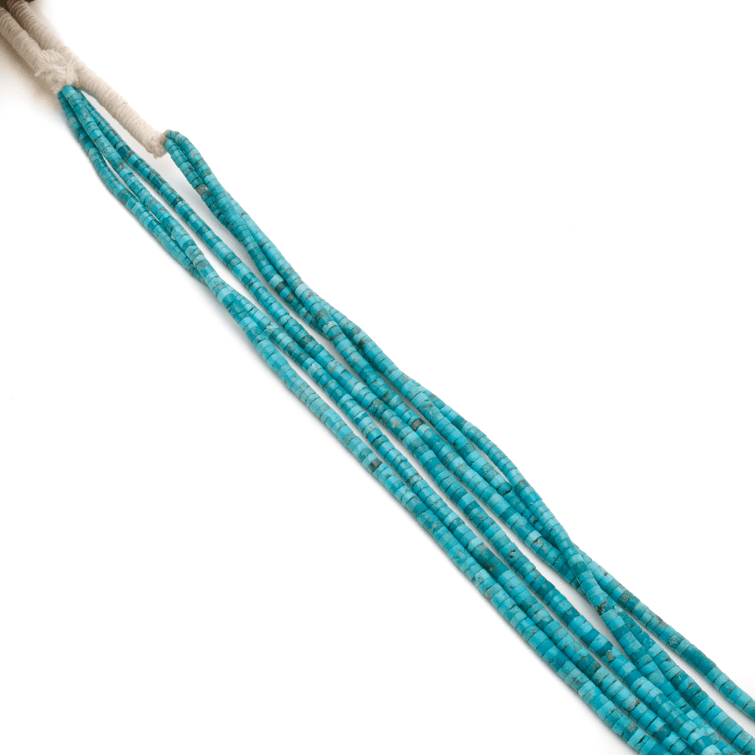 Santo Domingo "Ray Lovato" Kingman Turquoise Heishi Triple - Strand Necklace - Kingdom Jewelry