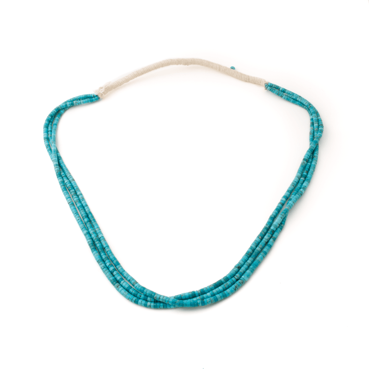 Santo Domingo "Ray Lovato" Kingman Turquoise Heishi Triple - Strand Necklace - Kingdom Jewelry