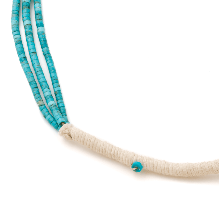 Santo Domingo "Ray Lovato" Kingman Turquoise Heishi Triple - Strand Necklace - Kingdom Jewelry