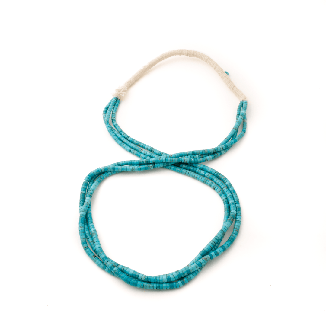 Santo Domingo "Ray Lovato" Kingman Turquoise Heishi Triple - Strand Necklace - Kingdom Jewelry