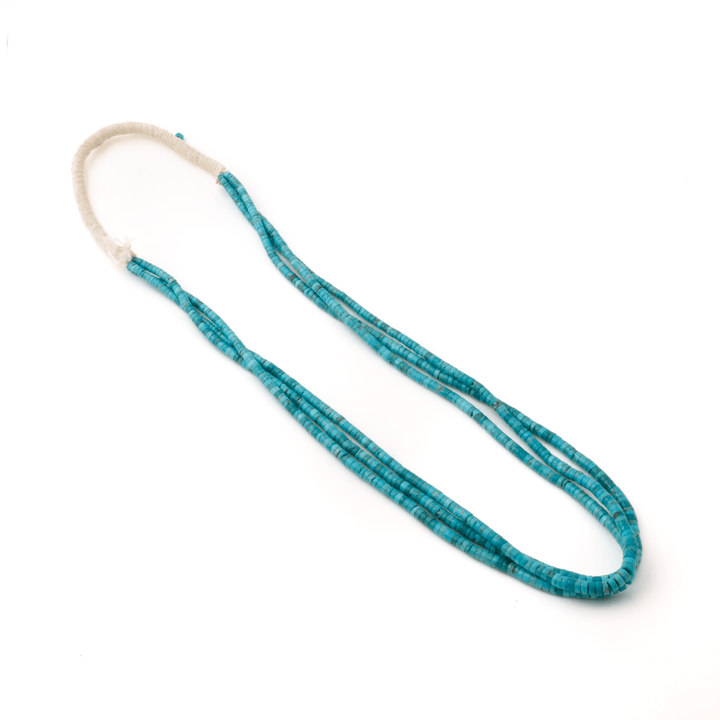 Santo Domingo "Ray Lovato" Kingman Turquoise Heishi Triple - Strand Necklace - Kingdom Jewelry