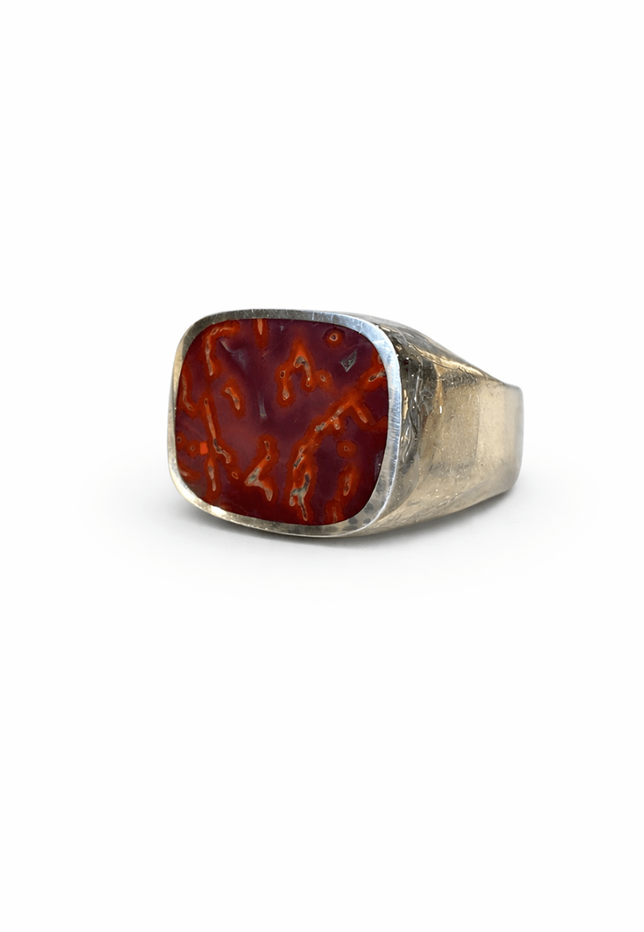 Silver Dino Bone Signet Ring - Kingdom Jewelry