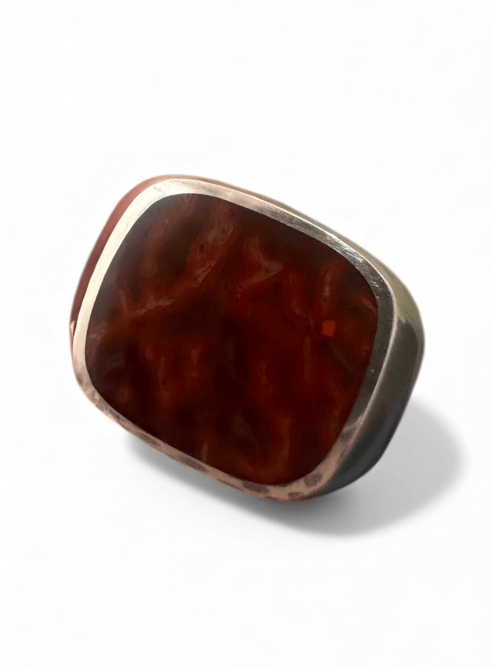 Silver Dino Bone Signet Ring - Kingdom Jewelry