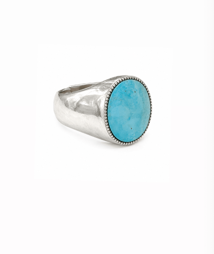 Silver Milgrain x Blue Ridge Turquoise Inlay Ring - Kingdom Jewelry