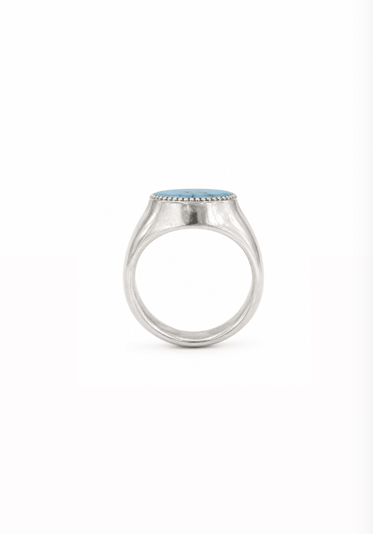 Silver Milgrain x Blue Ridge Turquoise Inlay Ring - Kingdom Jewelry