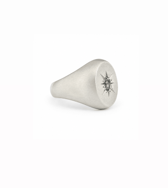 Silver Satin x Montana Sapphire Signet Ring - Kingdom Jewelry