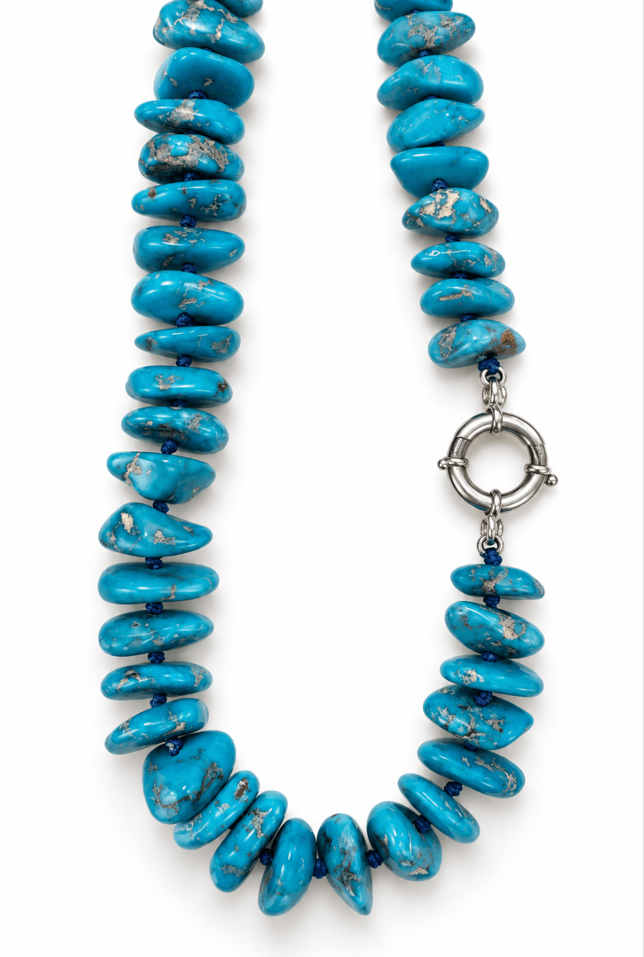 Silver Toggle x Smooth-Cut Armenian Turquoise Freeform Nugget Necklace - Kingdom Jewelry