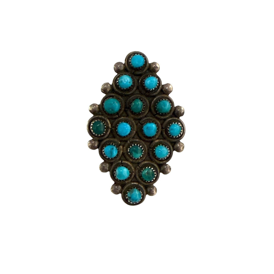 Silver x 1960's Snake Eye Zuni Cluster Ring - Kingdom Jewelry