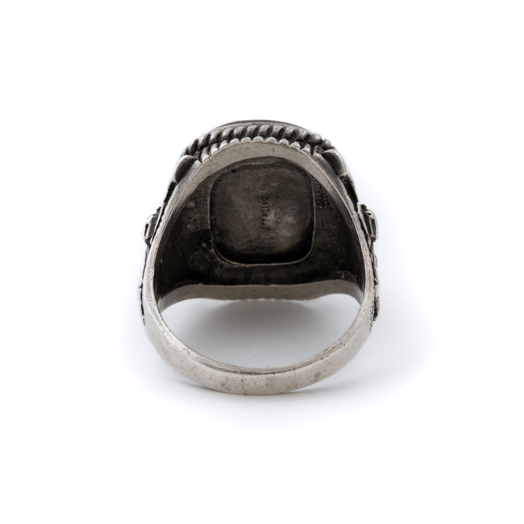 Silver x 1970's Southwest "Gunslinger" Montana Agate RIng - Kingdom Jewelry
