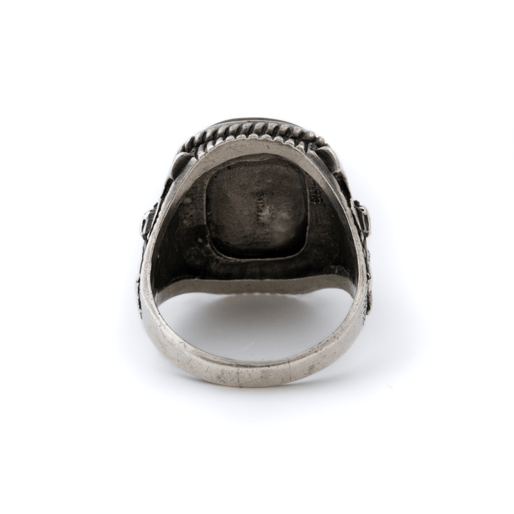 Silver x 1970's Southwest "Gunslinger" Montana Agate RIng - Kingdom Jewelry