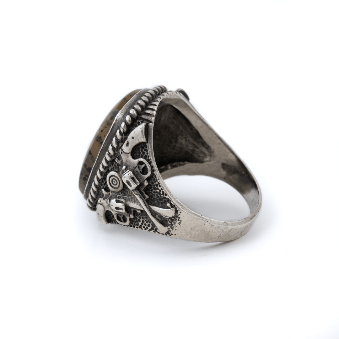 Silver x 1970's Southwest "Gunslinger" Montana Agate RIng - Kingdom Jewelry