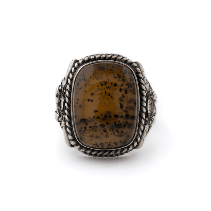 Silver x 1970's Southwest "Gunslinger" Montana Agate RIng - Kingdom Jewelry