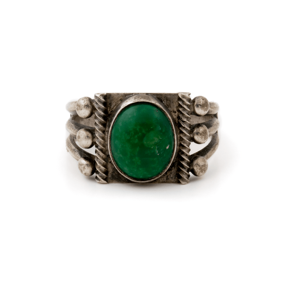 Silver x 1970's Triple Split - Shank Cerillios Turquoise Navajo Ring - Kingdom Jewelry